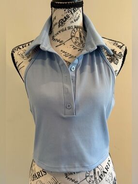 Women’s Light Blue Halter Polo Tank Top